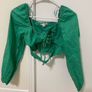 Fashion Nova Summer Crush Poplin Top - Green